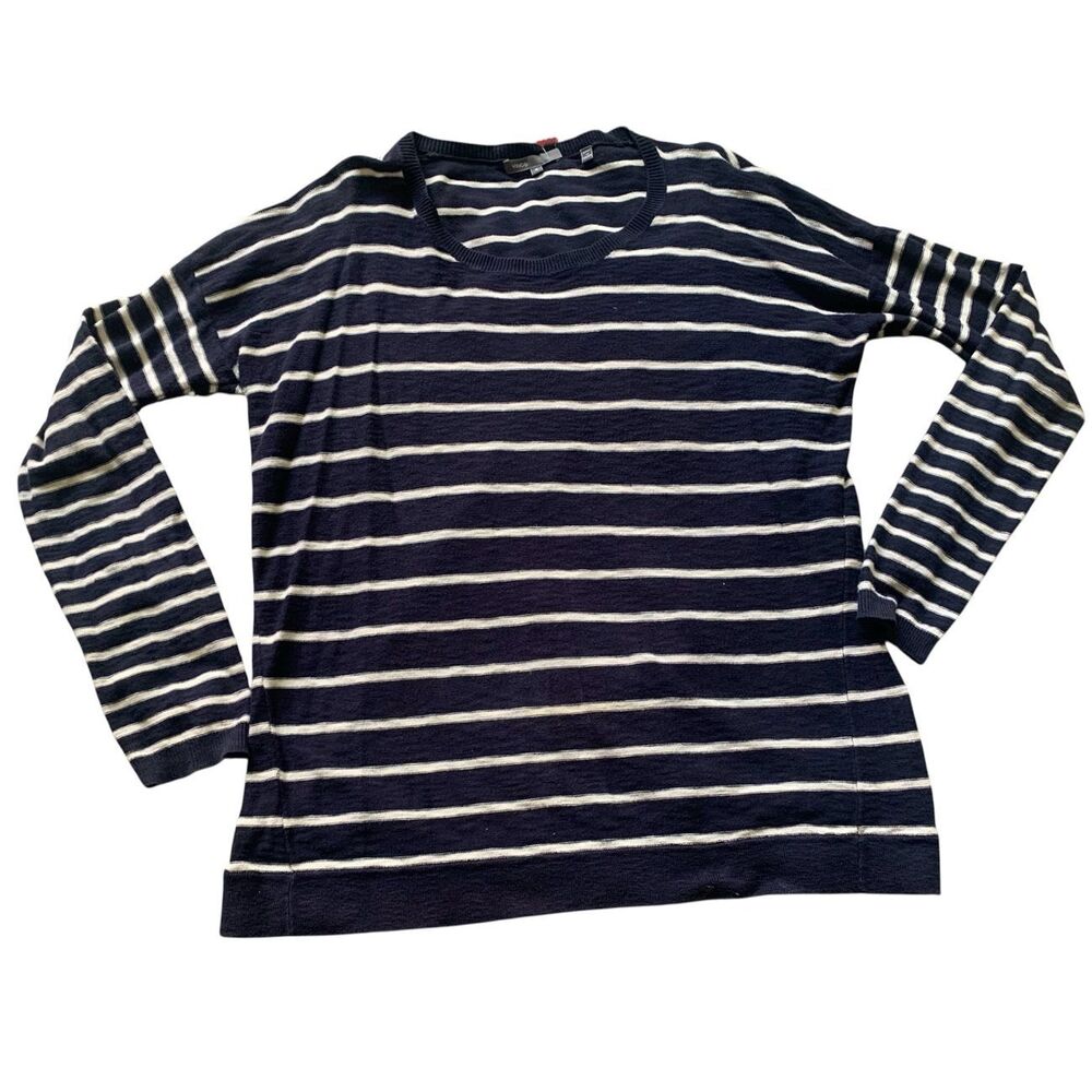 Vince ANTHROPOLOGIE blue STRIPED Cotton Crew SWEATER sz S